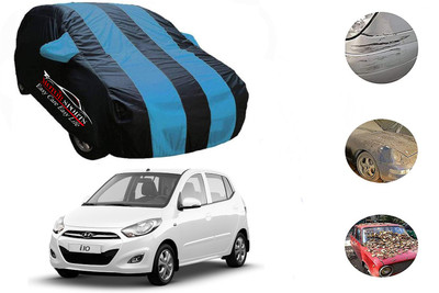 MotorSports Car Cover For Hyundai i10 (With Mirror Pockets)(Blue, Black)