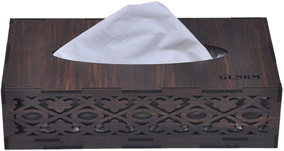 MGNLR 1 Compartments Wooden Wooden Tissue Paper Box Holder Decorative Organizer Napkin Holder (brown jali)(Brown)