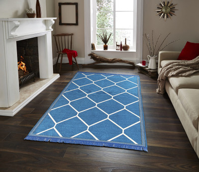 Linen Basics Light Blue Chenille Runner(5 ft,  X 7 ft, Rectangle)