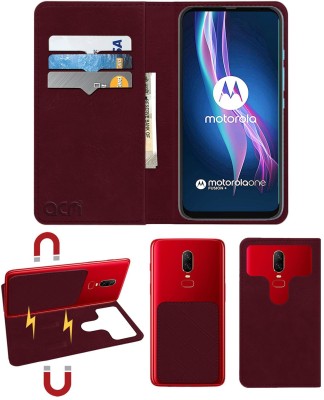 ACM Flip Cover for Motorola One Fusion Plus(Maroon, Cases with Holder, Pack of: 1)