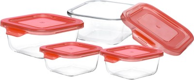 Flipkart SmartBuy Glass Utility Container  - 550 ml, 350 ml(Pack of 4, Red)