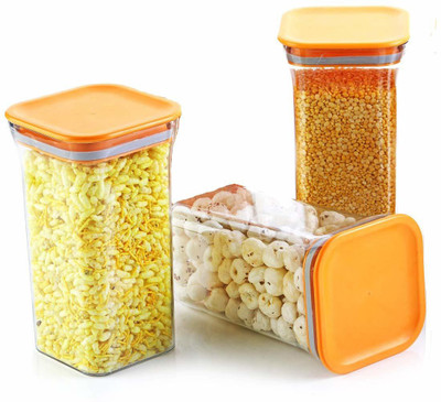 Analog Kitchenware Plastic Grocery Container  - 1100 ml(Pack of 3, Orange)