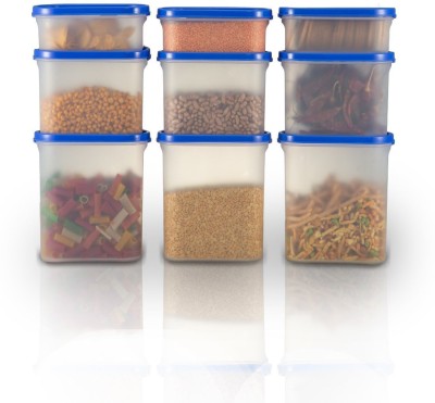 Flipkart SmartBuy Plastic Grocery Container  - 1800 ml, 1200 ml, 525 ml(Pack of 9, Clear)