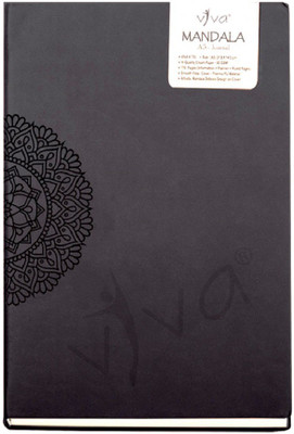 Viva Global Mandala Journal 80 gsm With Mandala Design Deboss on Spine A5 Notebook Ruled 192 Pages(Black)