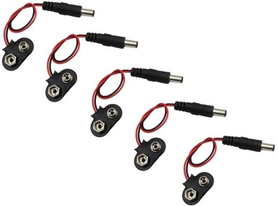 ERH India (Pack of 5) 9V Battery Adapter Snap Connector Clip Lead Wires DC 5.5X2.1 mm Jack Clip Power Cable for DIY 9V Battery Clip Socket with DC Plug Alternative Energy Electronic Hobby Kit