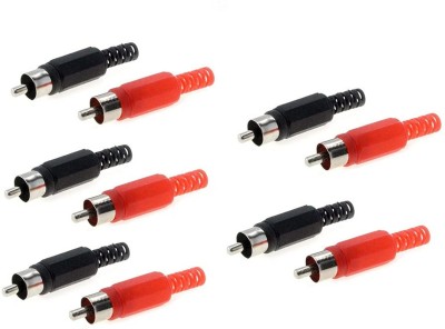 ERHIndia (Pack of 5 Pair) Red Black RCA Pin Male Audio Video RCA Pin Male Connector for Stereo Cable Audio Video Jack Adapter Red Black Pair AV Pin Male Connector Speaker Connector Pin Electronic Components Electronic Hobby Kit