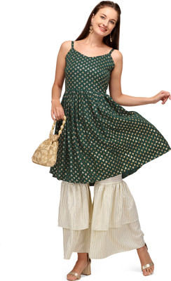 luzumbez Women Kurti Sharara Set