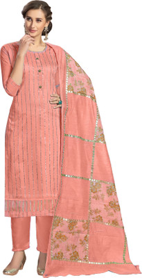 Blissta Chanderi Striped Salwar Suit Material