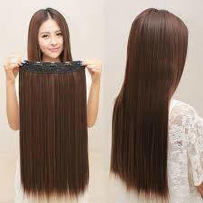 MoonEyes 5 Clip based Synthetic straight  Extension Brown Color-24 inches Hair Extension