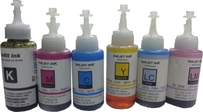 wetech T673 Ink Bottle Set Of Six Compatible For Epson L800 L801 L805 L810 L850 L1800 Printer Multi Color Ink Cartridge Black,Cyan, Magenta, Yellow, Light Cyan, Light Magenta Ink bottle, T673 Ink Bottle Tri-Color Ink Toner