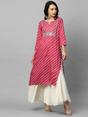 SHREE CREATION FASHION Women Embroidered A-line Kurta(Pink)