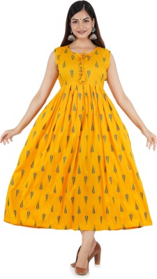 SONU THE MOBILE FUNDA Women Printed Anarkali Kurta(Yellow)