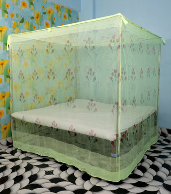 Fabrachana PGON 203-Neon Cotton Washable Adults Mosquito Net(Neon Green, Bed Box)