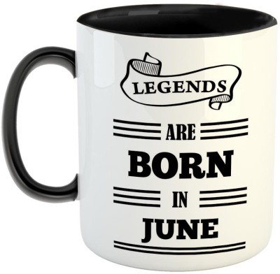 Furnish Fantasy Legends are born in June Ceramic Coffee - Best Birthday Gift for Husband, Brother, Father , Boyfriend - Color - Black (0672) Ceramic Coffee Mug(350 ml)