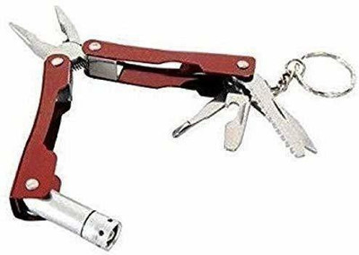 JGG Jain Gift Gallery 9 in 1 Micro Plier Tool Kit LED Flash Light Knife Blade Cutter Key Ring Multi Utility Plier(9 Tools, Multicolor)