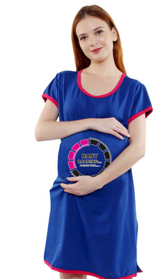 Sillyboom Women Maternity/Nursing Nighty(Dark Blue)
