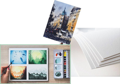 NOZOMI -art-lounge-WATERCOLOR-SHEETS-A4-20 Unrule A4 Size (21x29.7cm) 300 gsm A4 paper(Set of 20, White)