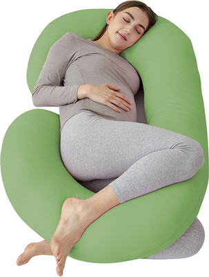 WILD MINT Ultra Soft C Shaped Microfibre Solid Pregnancy Pillow Pack of 1(Green)