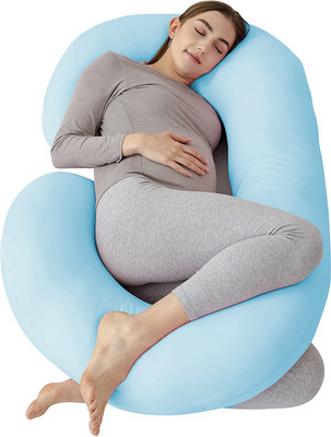 Daddy Cool Ultra Soft C Shaped Microfibre Solid Pregnancy Pillow Pack of 1(Light Blue)