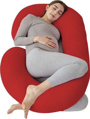 Daddy Cool Ultra Soft C Shaped Microfibre Solid Pregnancy Pillow Pack of 1(Red)