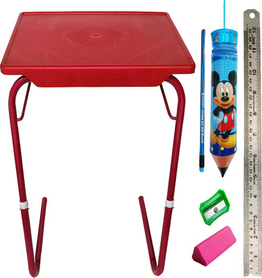 sai praseeda PouchSharpnerEraserMetalScalePencil Plastic Portable Laptop Table(Finish Color - RED, DIY(Do-It-Yourself))