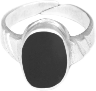 Takshila Gems Natural Black Agate Ring in Silver 925 Lab Certified Adjustable Ring (6.25 Ratti / 5.62 Carat) Black Hakik Ring Stone Agate Sterling Silver Plated Ring