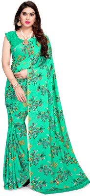 M.S.RETAIL Floral Print Bollywood Georgette Saree(Green)