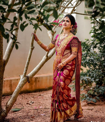PARAMPARA CREATION Woven Kanjivaram Pure Silk Saree(Purple)