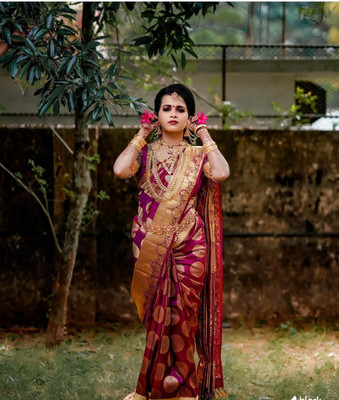 KASTBHANJAN FASHION Solid/Plain Banarasi Art Silk, Jacquard Saree(Multicolor)