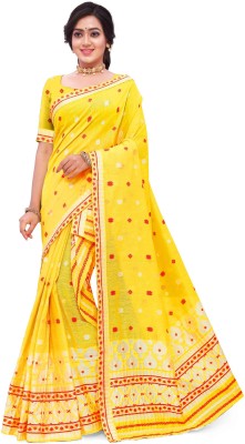 Skiran's Woven Mekhela Chador Cotton Blend Saree(Yellow)