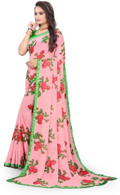 mahalaxmi fab Floral Print Daily Wear Georgette Saree(Pink)