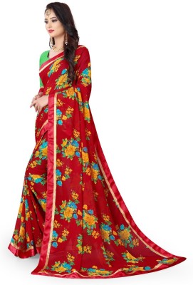 mahalaxmi fab Floral Print Bollywood Chiffon Saree(Red)