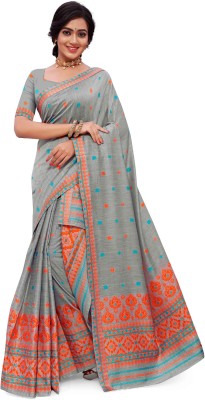 Skiran's Woven Mekhela Chador Cotton Blend Saree(Grey)