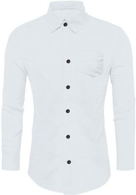 LIONER ENTERPRISE Men Solid Casual White Shirt