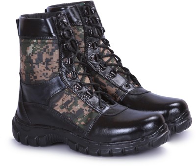 AFORD Genuine Leather NCC Army Long Combat Boots Boots For Men (Black) Boots For Men(Black)