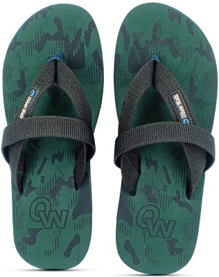 OLIVER WALK Men Flip Flops(Green, Black 8)