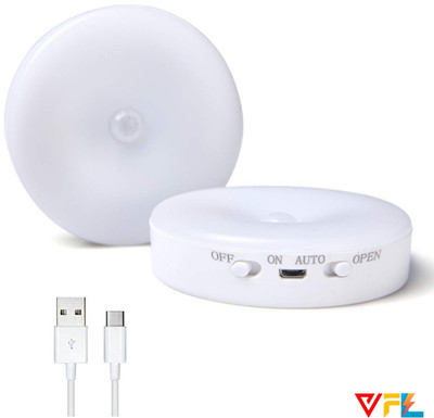 VFL Motion Sensor Light for Home, Wardrobe, Bedroom, Kitchen and More Smart Sensor Light Body Induction Lamp Smart Sensor Light Round Shape (White) Motion Sensor Light