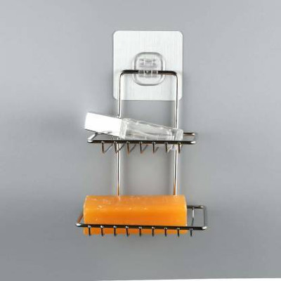 Valashiv Wall Mount Double-Layer Soap Dish Holder-111(Steel)