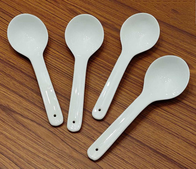 kccb creative hub Long Handled Serving Spoon, Ceramic Tableware Set of 4 Piece/ Ceramic Bone China Ceramic Serving Spoon Ceramic Serving Spoon, Table Spoon Set(Pack of 4)