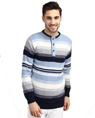 Fit N Fame Woven Round Neck Casual Men Multicolor Sweater