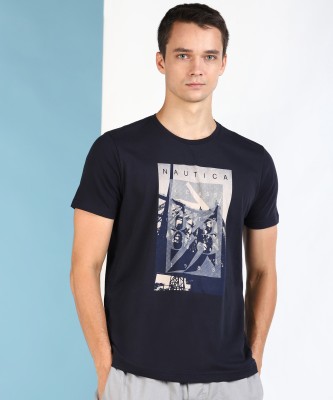NAUTICA Graphic Print Men Round Neck Dark Blue T-Shirt