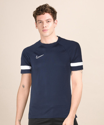 NIKE Perforations Men Round Neck Blue T-Shirt