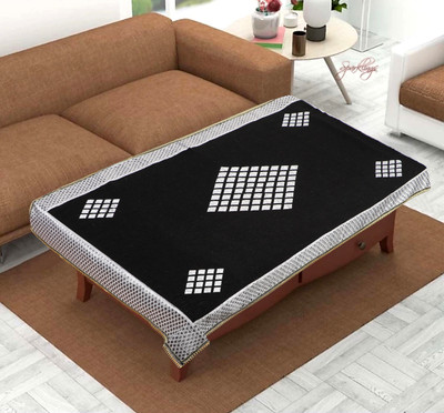 Sparklings Geometric 4 Seater Table Cover(Black, Cotton)
