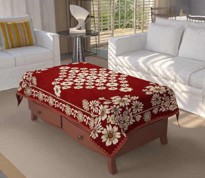 Sparklings Cotton 4 Seater Floral Table Cover(Maroon)