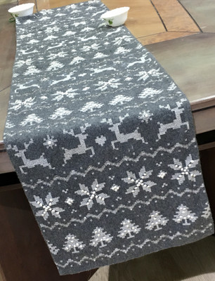 INERTIA Grey 183 cm Table Runner(Cotton)