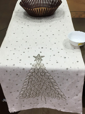 INERTIA Beige 183 cm Table Runner(Cotton)
