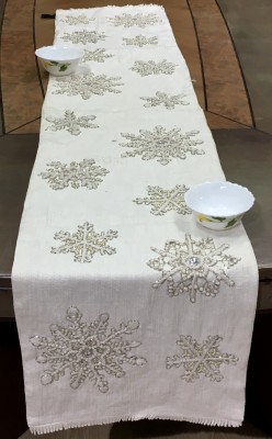 INERTIA Beige 183 cm Table Runner(Cotton)