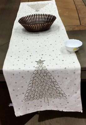 INERTIA Beige 183 cm Table Runner(Cotton)