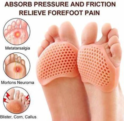 silverwyn Silicone Gel Half Toe Sleeve Pads Tapkaa Anti-Skid Forefoot Soft Pads for Pain Relief Heel Socks Silicone Heel Protector Foot Gel Socks for Repair Dry Cracked Skins for Women and Men (Pack Of 2)(Pack Of 1)