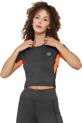 CHKOKKO Casual Color Block Women Orange, Grey Top